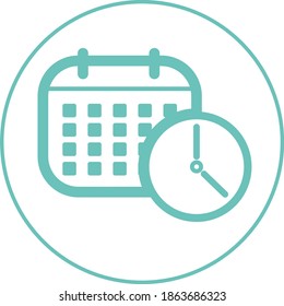 Calendario con un reloj. Programar un icono de cita.