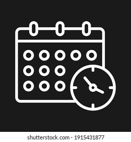 Calendario, reloj, imagen vectorial de icono de programación. También se puede usar para la ciberseguridad. Idóneo para aplicaciones web, aplicaciones móviles y medios impresos.