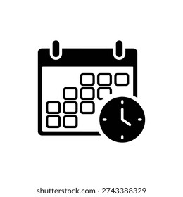Calendar with Clock Schedule Time Icon
