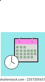 calendar and clock simple time concept