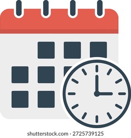 Um calendário com um relógio sobreposto a um quadrado de data