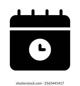 A calendar with a clock symbolizing schedules, appointments, or events vector design