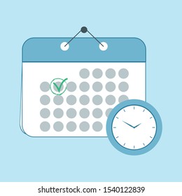 Calendar and clock symbols. Schedule concepts. Modern flat design graphic elements. Vector illustration EPS 10.