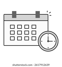 Calendar with Clock. Calendar and time icon for scheduling support calls or appointments