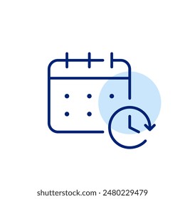 Calendar and clock. Time management and scheduled events. Pixel perfect, editable stroke icon