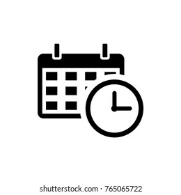 Calendar with a clock time tools vector icon