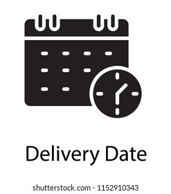 
Calendar and clock together in an icon showcasing delivery time icon
