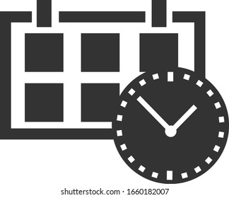 Calendar and clock. Vector flooded icon. Set of business icons.