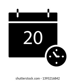 calendar clock vector glyph flat icon