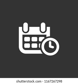 Calendar with a clock vector icon