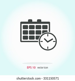 Calendar and clock vector icon.
