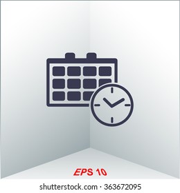 Calendar and clock vector icon.