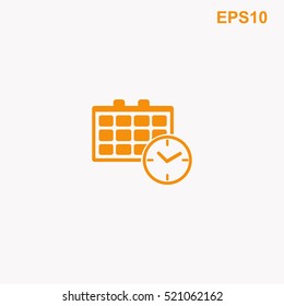 Calendar and clock vector icon