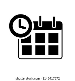 calendar and clock Vector icon  on white background