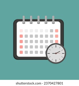 calendar and clock vector icon. schedule appoinment concept
