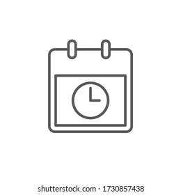 Kalender mit dem Symbol des Uhrenvektors auf weißem Hintergrund
