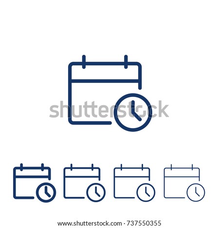 Calendar with clock/ Vector line icon calendar Icon Vector / Calendar icon /clock 