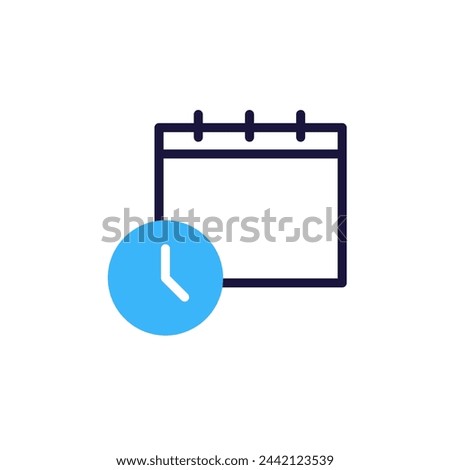 Calendar and clock vector thin line outline icon. Organizing time and events. Deadline, planning and scheduling. Time management and business appointment