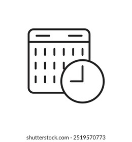 Icono de la línea del reloj del calendario. Ilustración vectorial. EPS10
