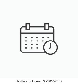 Calendar clockline in Thin line black color. flat simple vector symbols illustration.