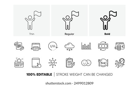 Calendar, Cloud computing and International flight line icons. Pack of Leadership, Like, Uv protection icon. Face biometrics, Wallet money, Tablet pc pictogram. Marketing, Loyalty card. Vector