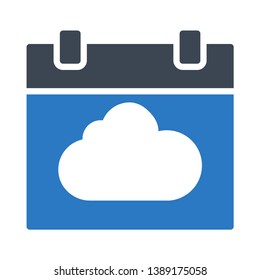 calendar cloud glyph double color icon