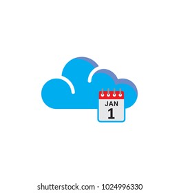 Calendar Cloud Logo Icon Design