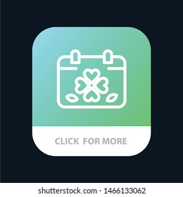 Calendar, Clover, Day, Leaf, Patrick Mobile App Button. Android and IOS Line Version. Vector Icon Template background