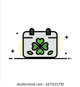 Calendar, Clover, Day, Leaf, Patrick  Business Flat Line Filled Icon Vector Banner Template