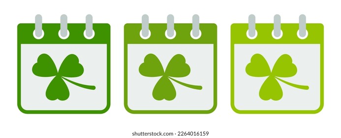 Calendar with Clover in flat style isolated