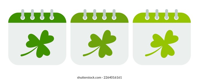 Calendar with Clover in flat style isolated