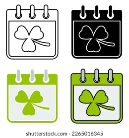 Calendar with Clover in flat style isolated