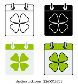 Calendar with Clover in flat style isolated