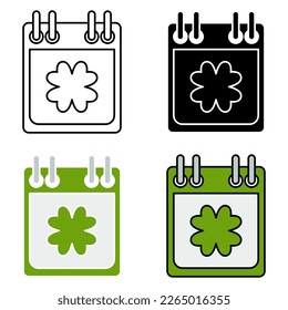 Calendar with Clover in flat style isolated
