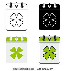 Calendar with Clover in flat style isolated