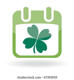 Calendar with clover leaf. St. Patrick's day icon.