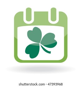 Calendar with clover leaf. St. Patrick's day icon.