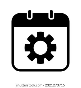 calendario con vector de icono de engranaje de rueda cognitiva