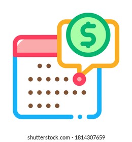 Calendar Coin Icon Vector. Outline Calendar Coin Sign. Isolated Contour Symbol Illustration