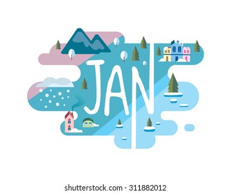 Calendar Collection - January flat graphic
