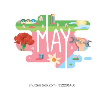 Calendar Collection - May flat graphic