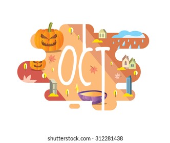 Calendar Collection - October flat graphic