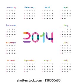 calendar with color months for 2014