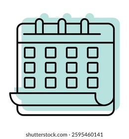 Calendar color shadow thinline icon , vector, pixel perfect, illustrator file 
