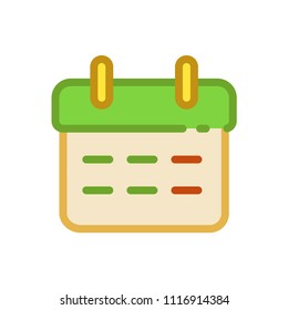 Calendar colored vector icon. Isolated on white background