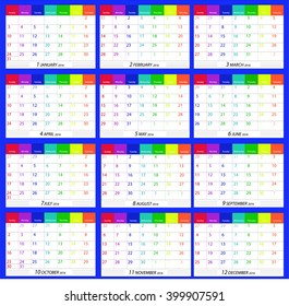 calendar colorful 2016