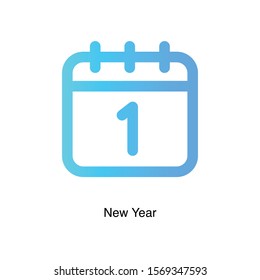 Calendar colorful linear icon vector on white background. X-mas gradiential icon illustration.