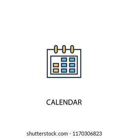 Calendar concept 2 colored line icon. Simple yellow and blue element illustration. Calendar concept outline symbol design from Workspace set