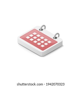 Calendar concept. Colored isometric vector illustration. 3d image. Isolated on white background.