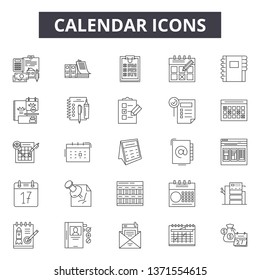 Calendar concept line icons, signs set, vector. Calendar concept outline concept, illustration: calendar,business,concept,web,flat